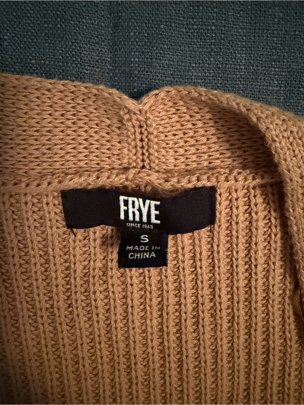 Frye Women’s 100% Cotton Ribbed Open-Front Cardigan Sweater - Camel - Picture 2 of 5